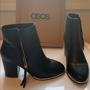 ASOS black zip ankle boots